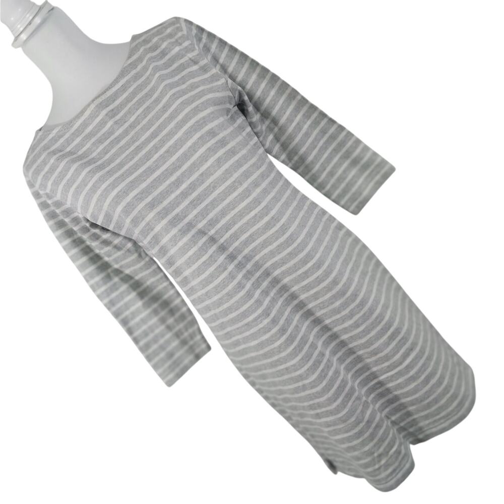 VINEYARD VINES! ASH GRAY & WHITE STRIPED 100% COTTON KNIT LONG SLEEVE DRESS! S - Picture 11 of 12